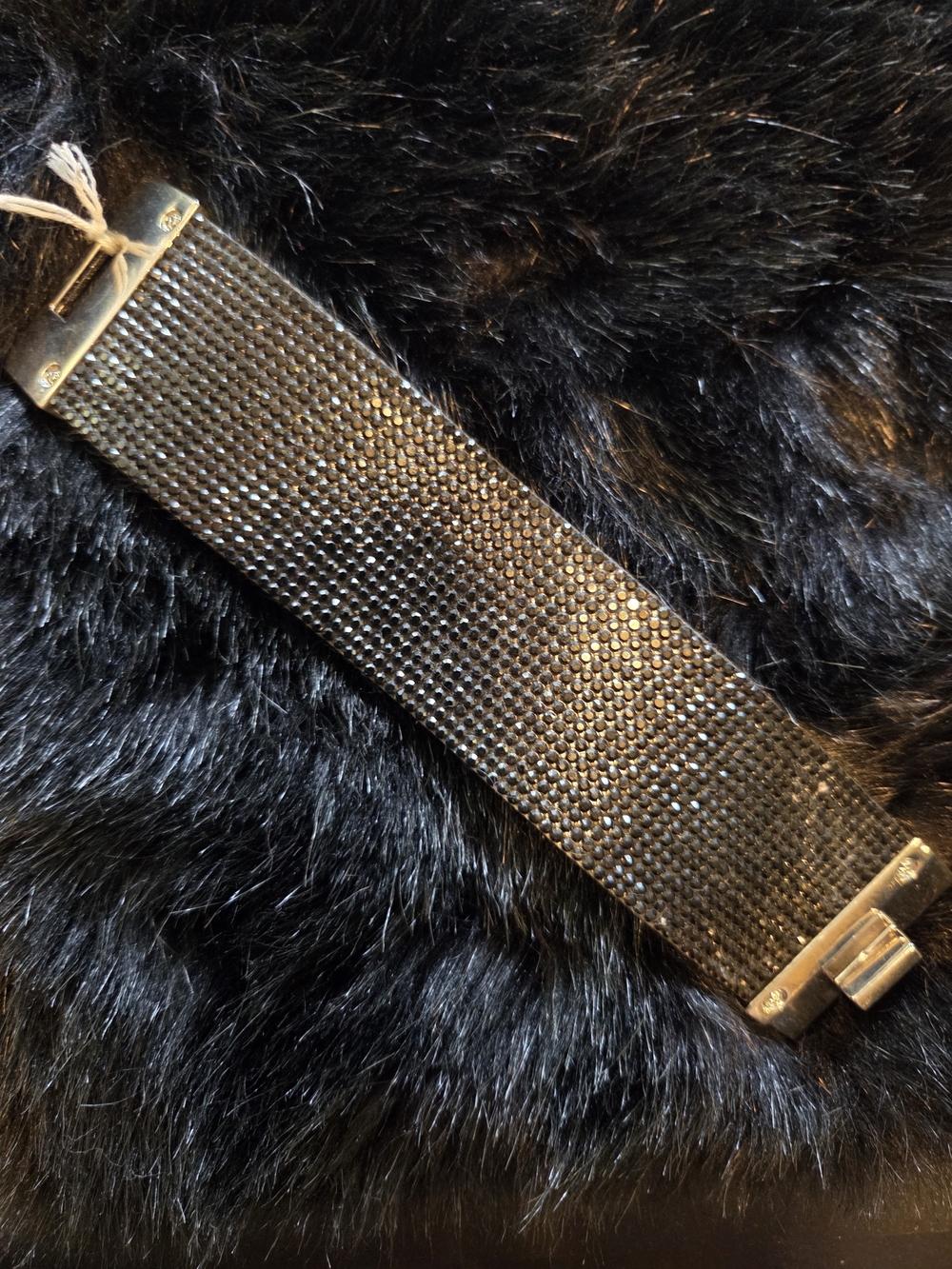Wide Beaded Bracelet With Silver Secure Clasp Closure